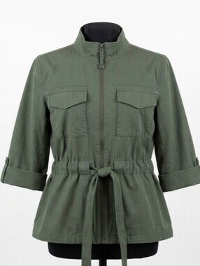 Olive Utility Tie-Waist Jacket 100% Cotton